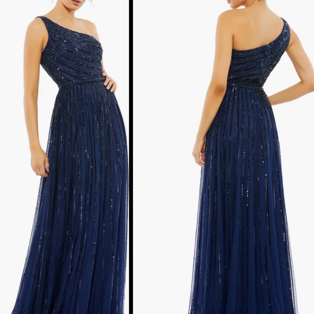 Mac Duggal Embellished One-Shoulder A-Line Gown